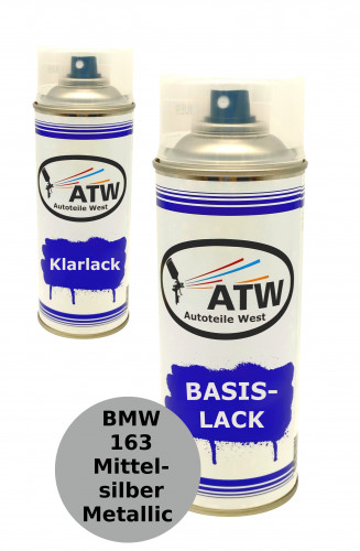 Autolack für BMW 163 Mittelsilber Metallic +400ml Klarlack Set